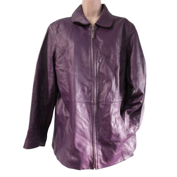 Vintage Purple Lambskin Leather Jacket Preston York Size L GUC - Picture 3 of 16